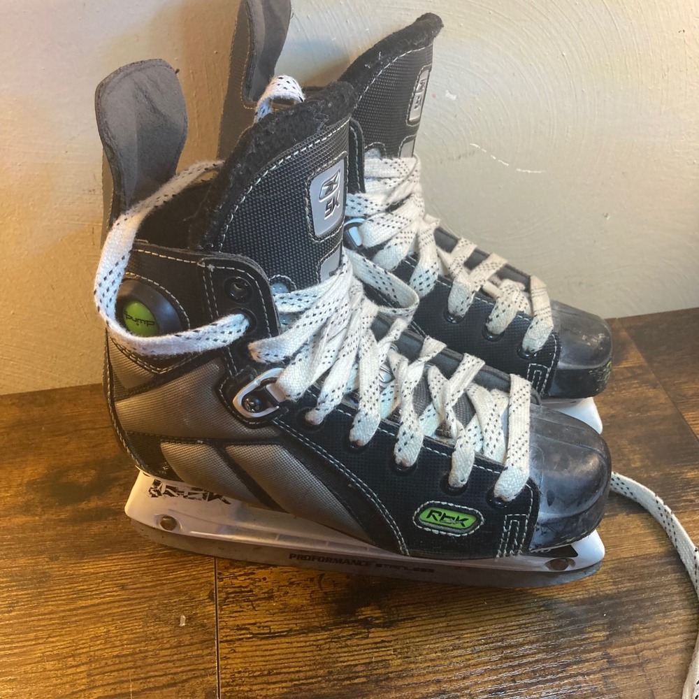Reebok 5K Pump Ice Hockey Skates Youth Size 3 D Black Silver E-Pro Proformance